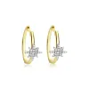 14 Kt Yellow Gold .13 Ct Diamond Starburst Hoops sold by Meira T
