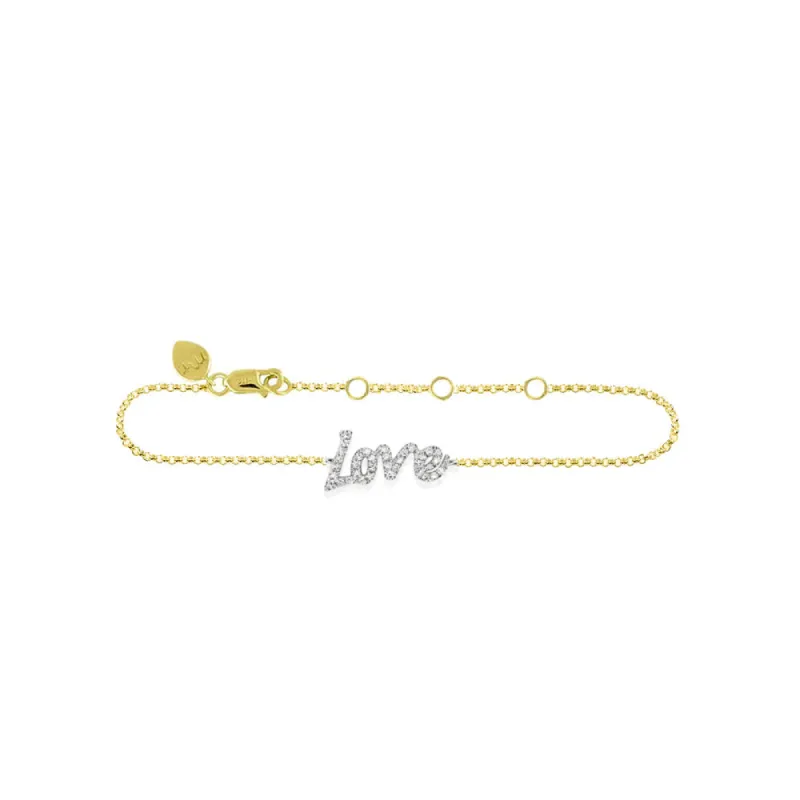 Yellow Gold Diamond "LOVE" Anklet sold by Meira T