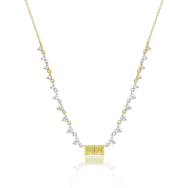 Yellow Gold Yellow Diamond Moi et Toi Diamond Tennis Necklace made by Meira T