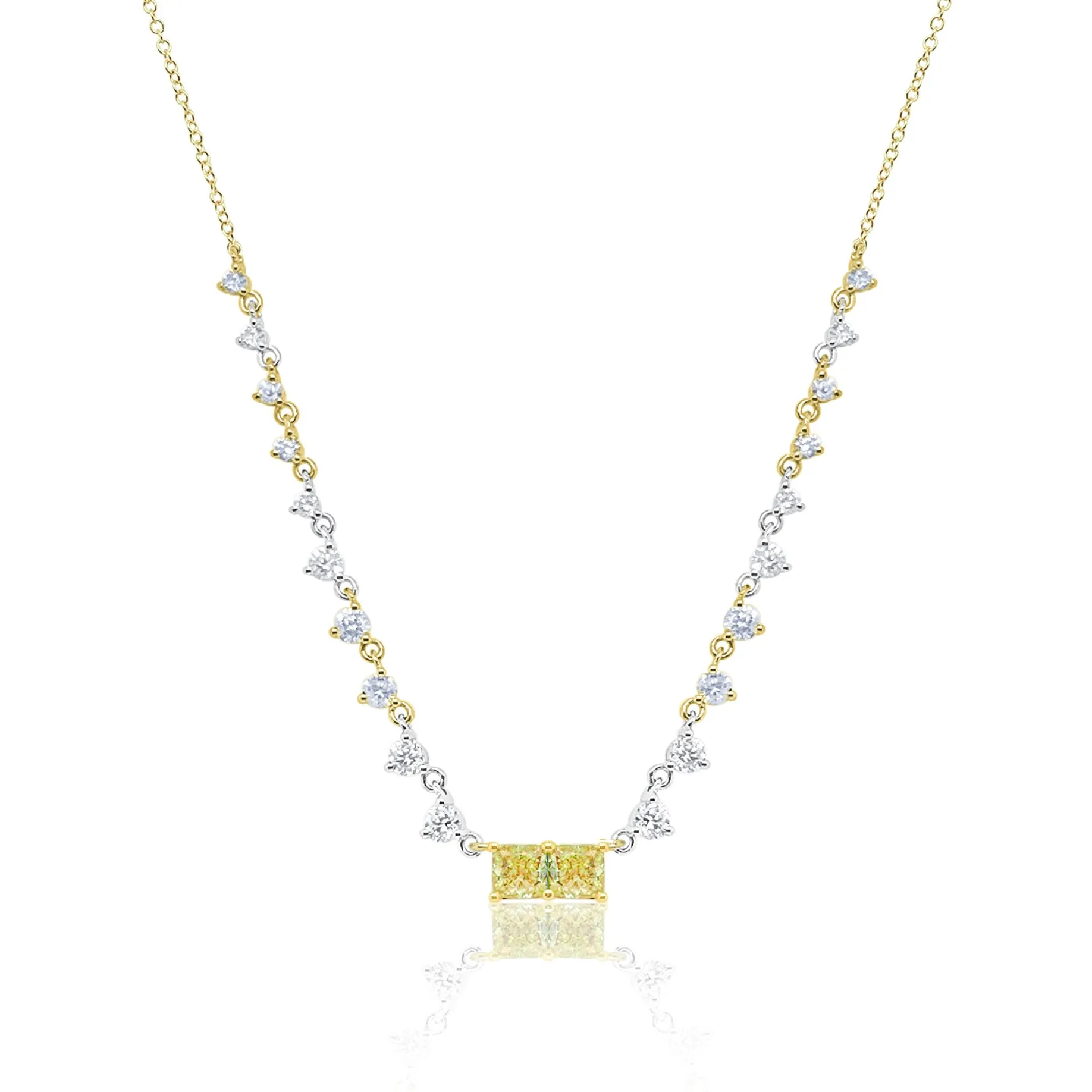 Yellow Gold Yellow Diamond Moi et Toi Diamond Tennis Necklace sold by Meira T