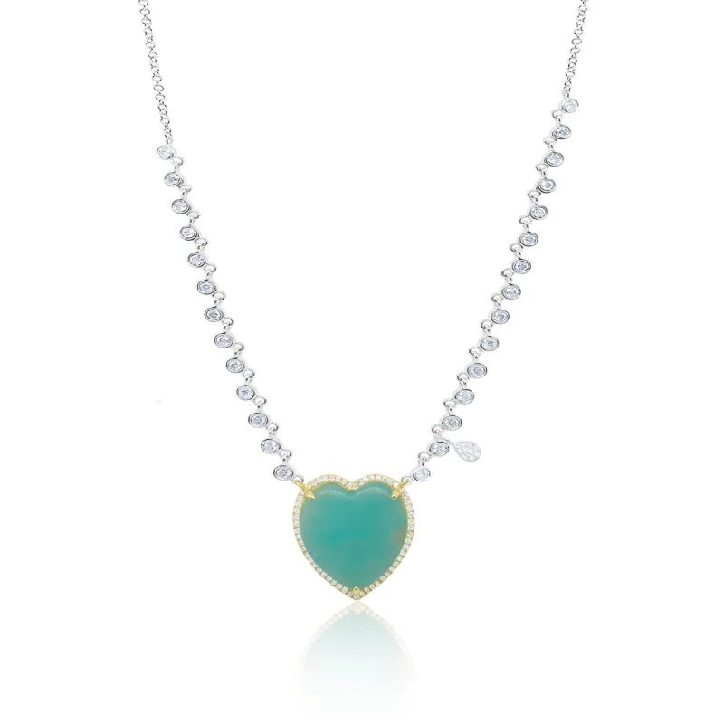 White Gold Amazonite Diamond Necklace sold by Meira T