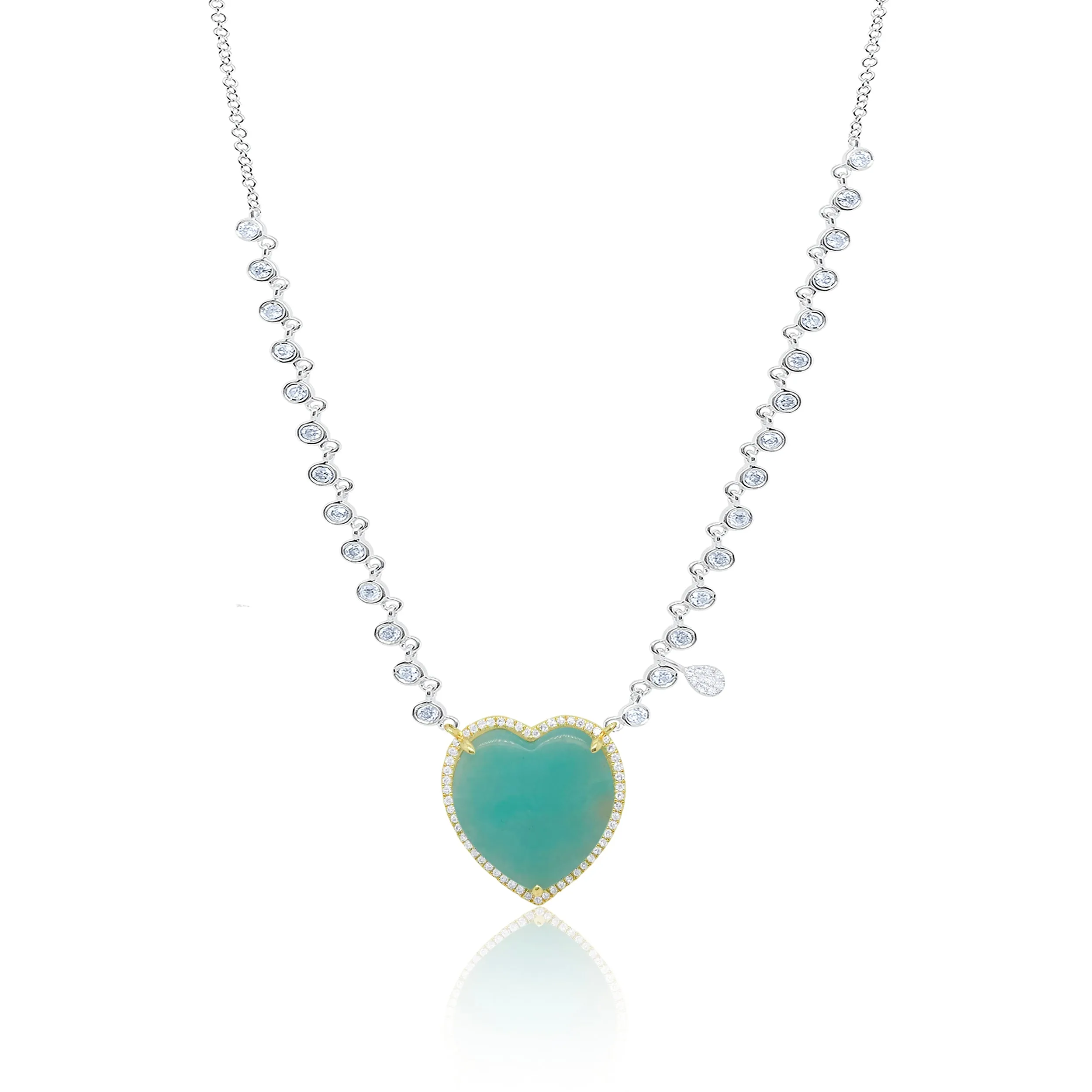 White Gold Amazonite Diamond Necklace sold by Meira T
