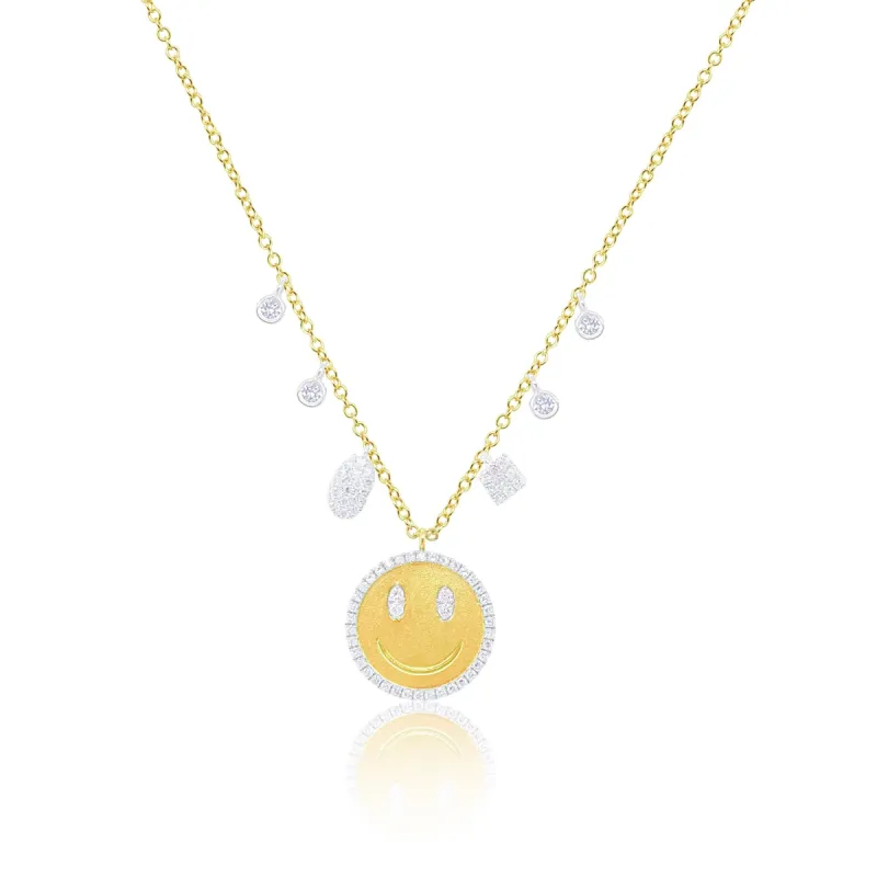 Two Toned Yellow and White Gold Diamond Smiley Face Necklace sold by Meira T