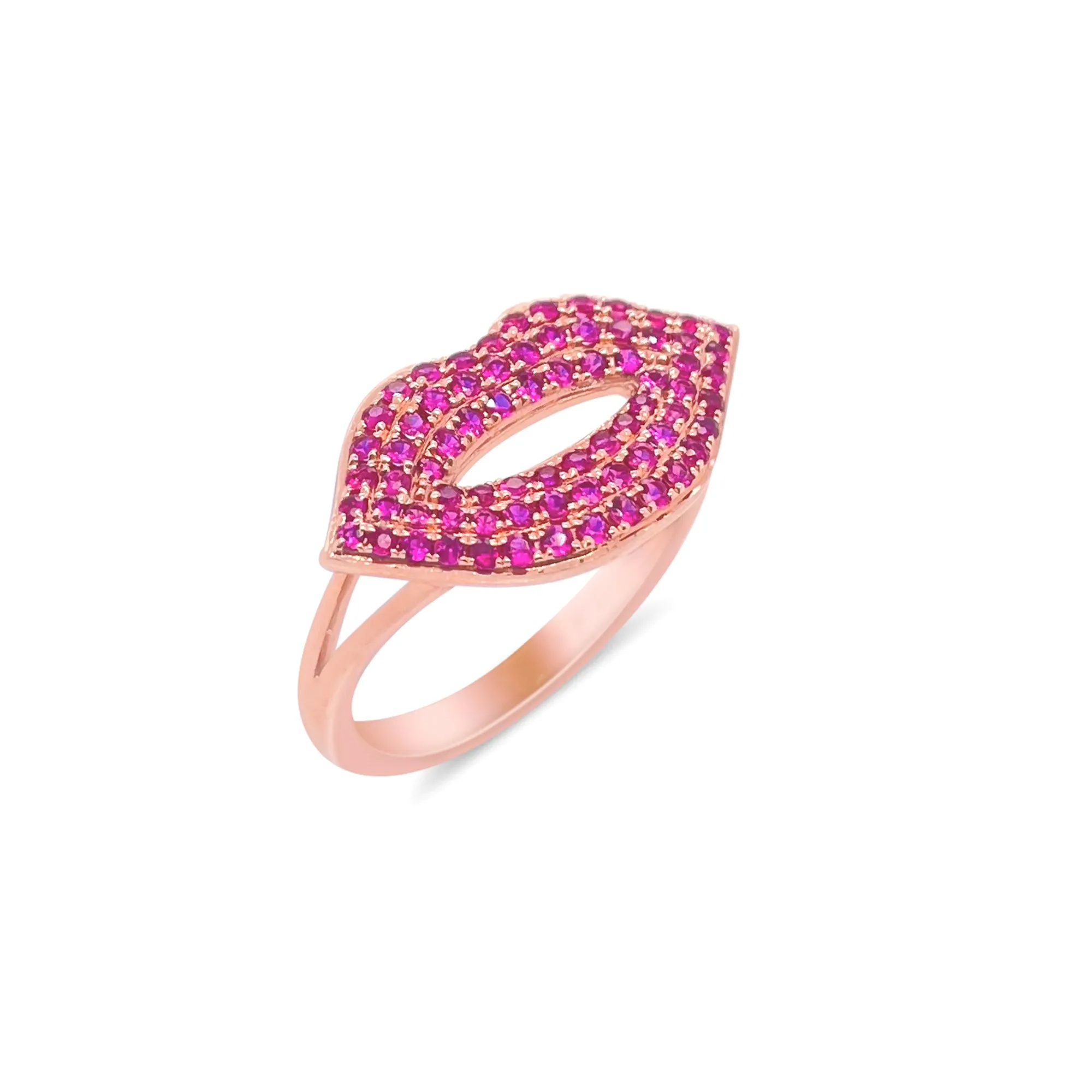 Rose Gold Ruby Lips Ring sold by Meira T