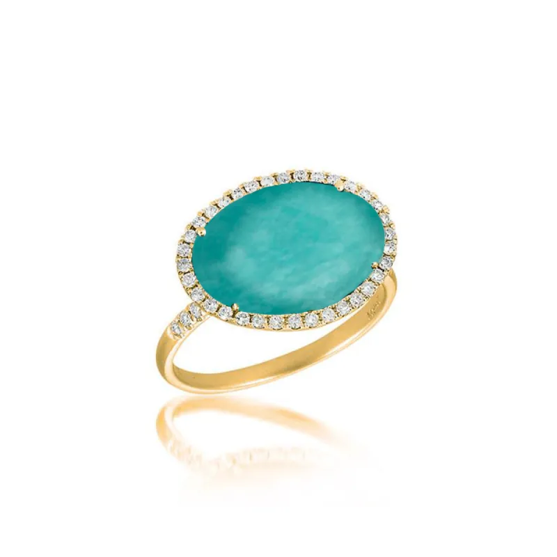 Yellow Gold Amazonite and Diamond Ring sold by Meira T