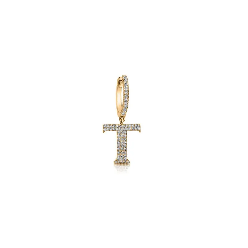 Yellow Gold Oversized Initial Diamond Huggie sold by Meira T