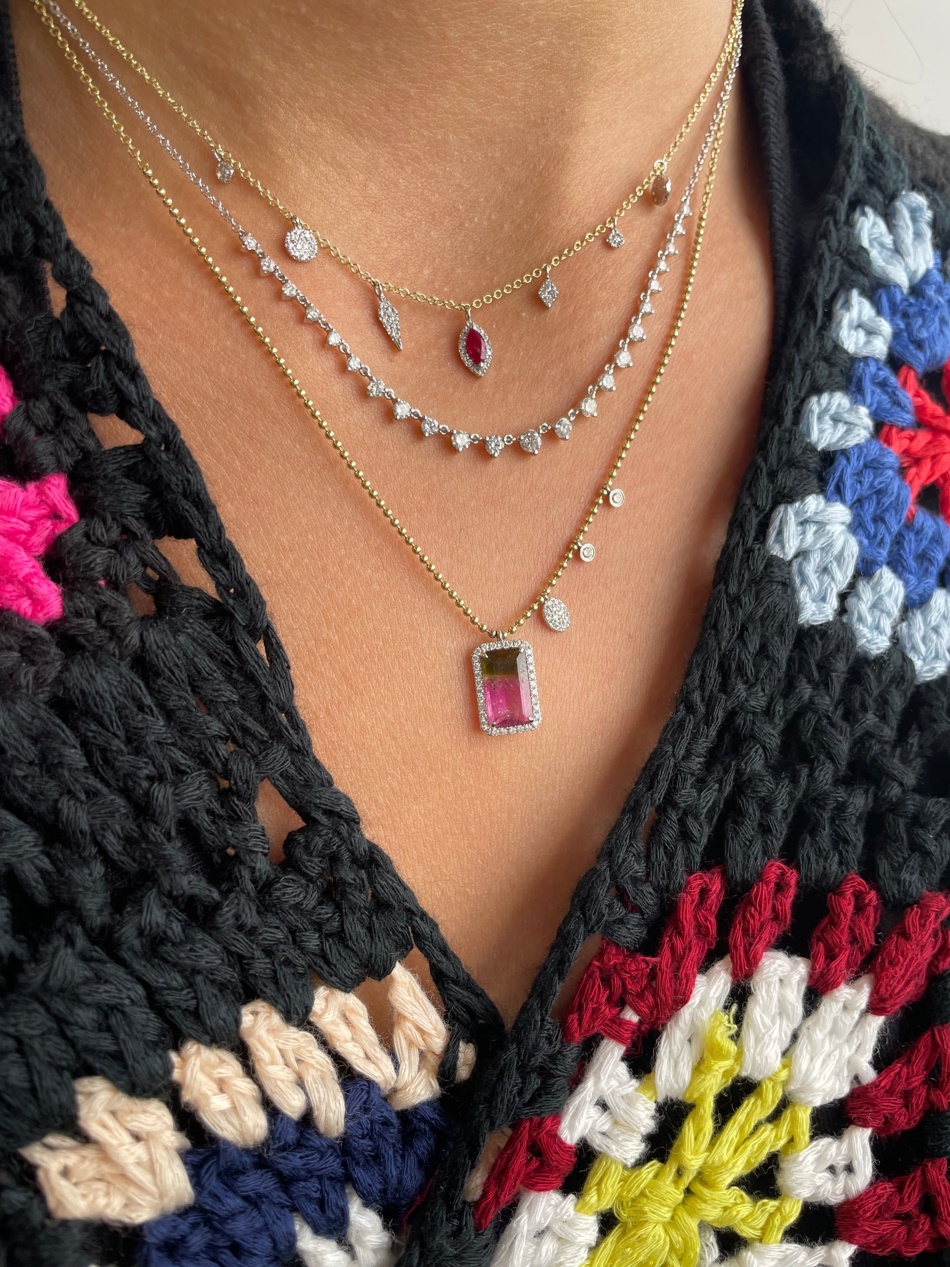 Watermelon Tourmaline Ball Chain Necklace sold by Meira T product image thumbnail 2