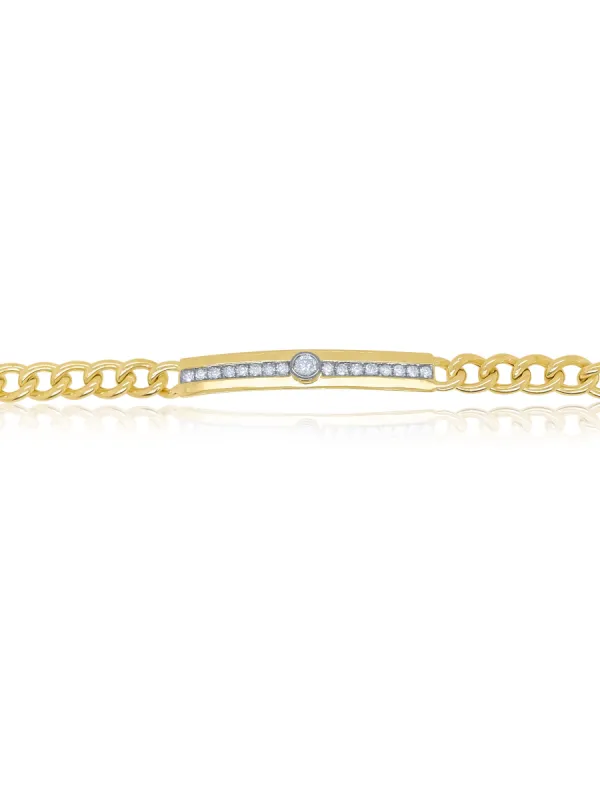 Yellow Gold and Diamond Chain Bar Bracelet sold by Meira T