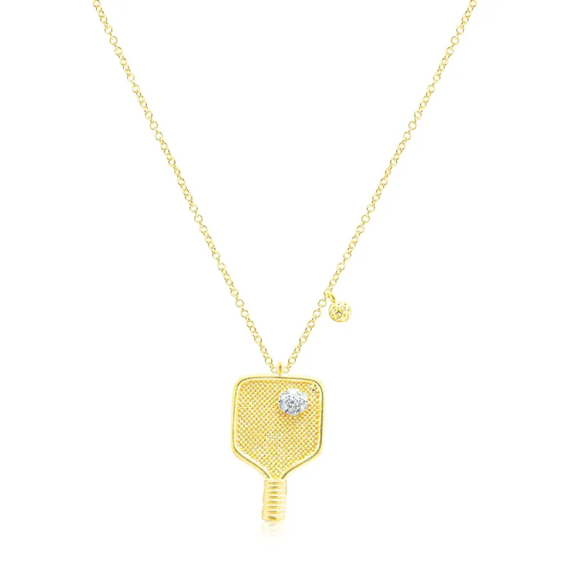 Yellow Gold and Diamond Pickleball Necklace sold by Meira T