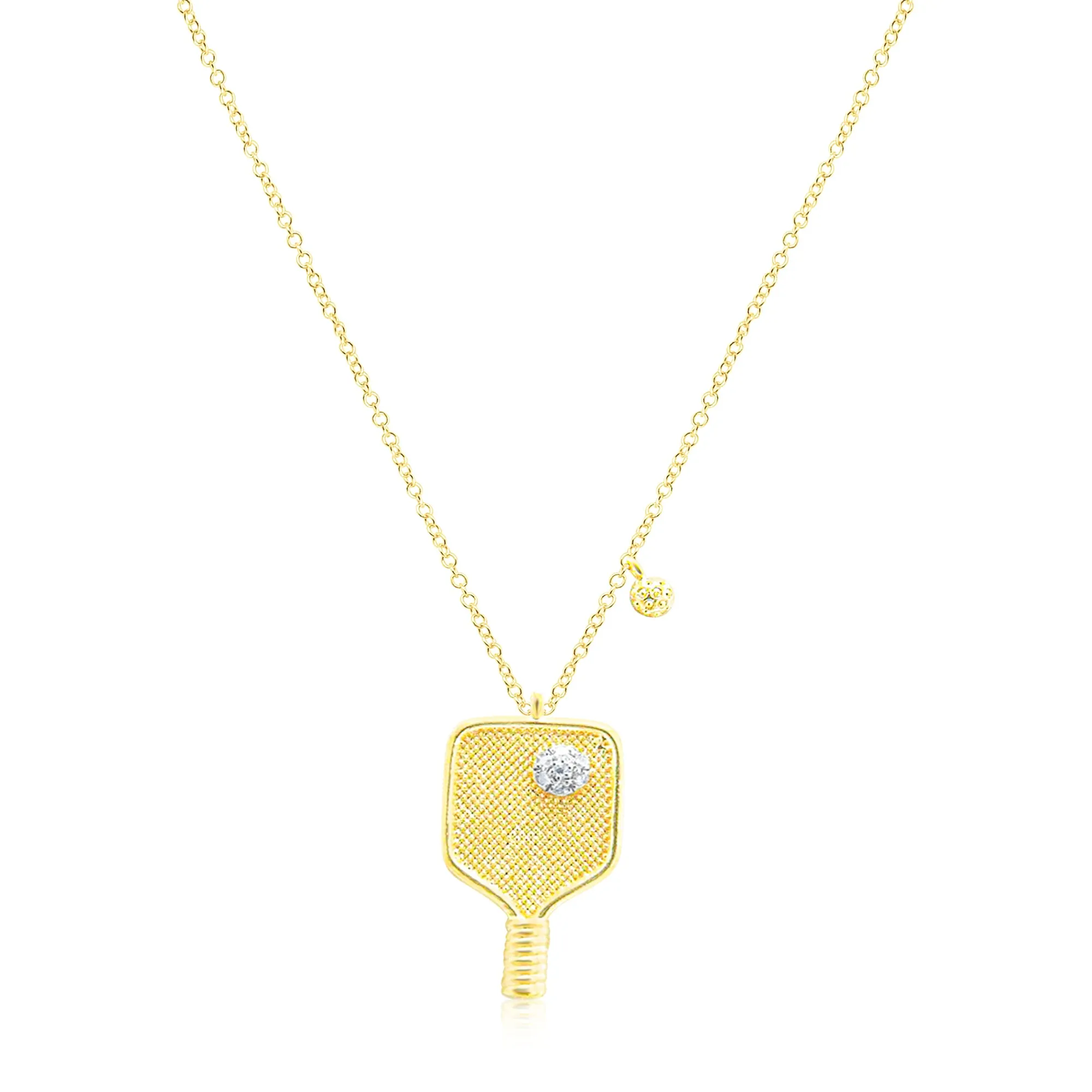 Yellow Gold and Diamond Pickleball Necklace sold by Meira T