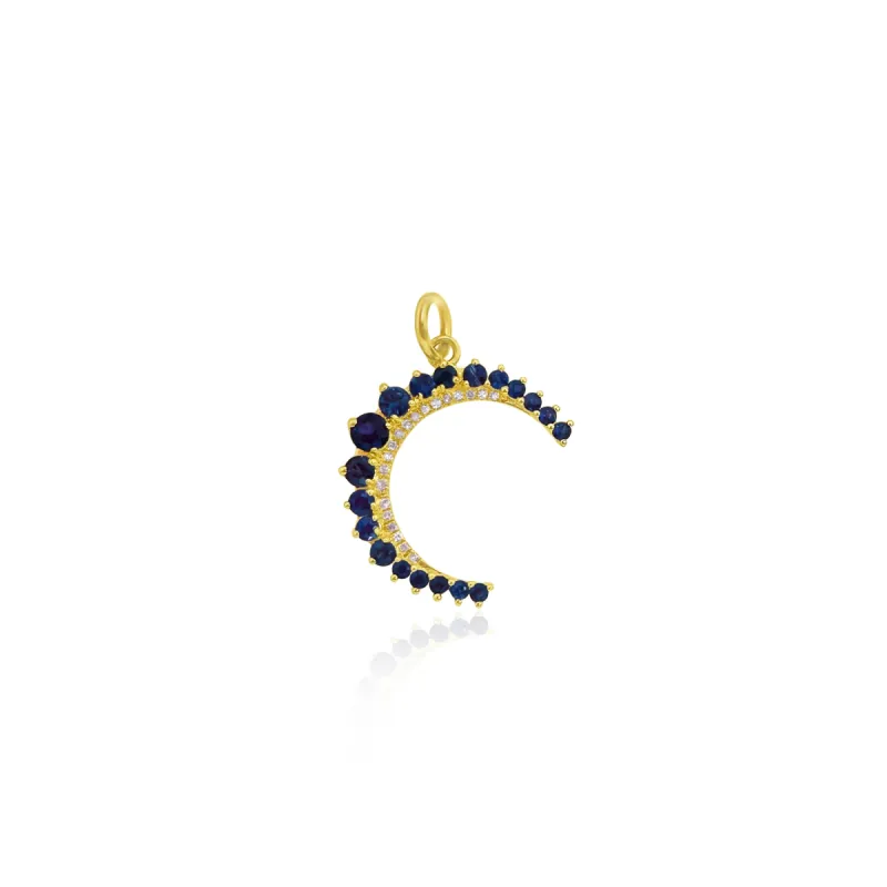 Yellow Gold Blue Sapphire Moon Charm *ONLINE EXCLUSIVE* sold by Meira T