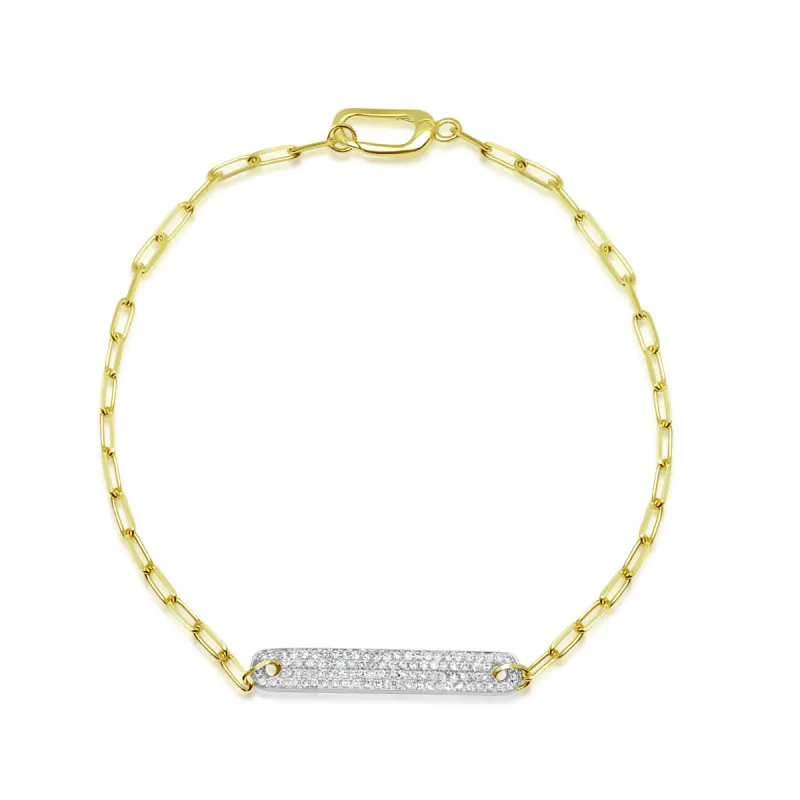 Yellow Gold Paper Clip Bar Bracelet sold by Meira T