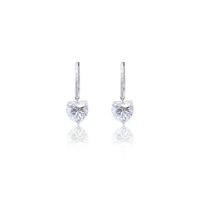 Moissanite Heart Shaped Drop Earrings sold by Meira T