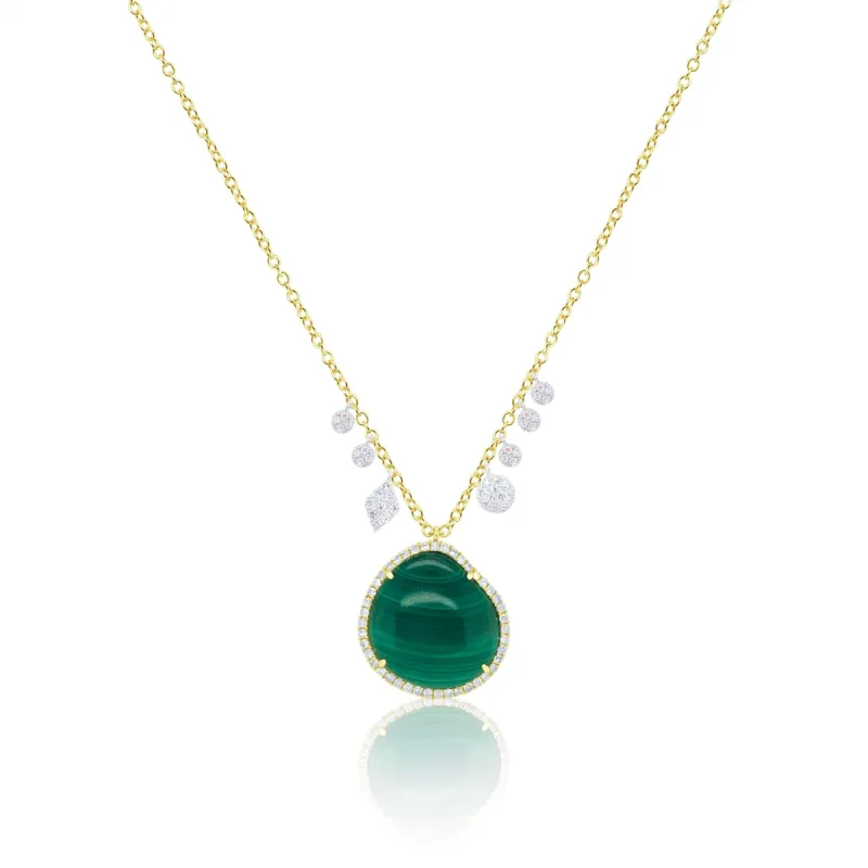 Yellow Gold Diamond and Malachite Necklace sold by Meira T