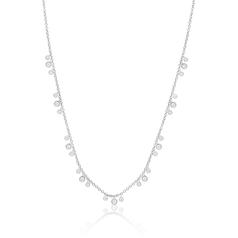 White Gold Double Bezel Necklace sold by Meira T