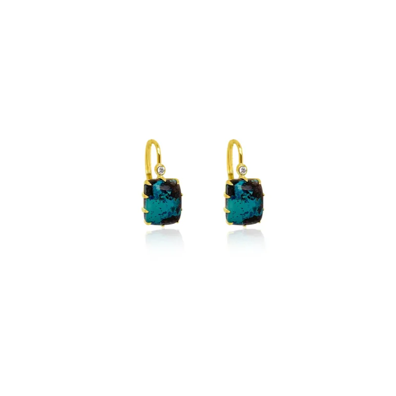 Yellow Gold Turquoise Earrings sold by Meira T