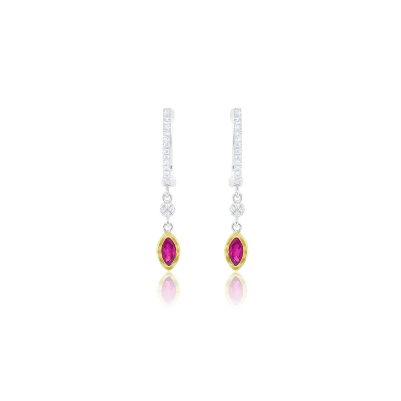 Two Tone Diamond and Ruby Huggies sold by Meira T