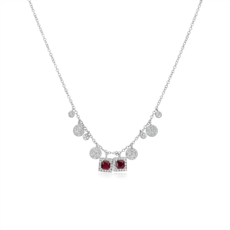 White Gold Diamond Ruby Necklace sold by Meira T