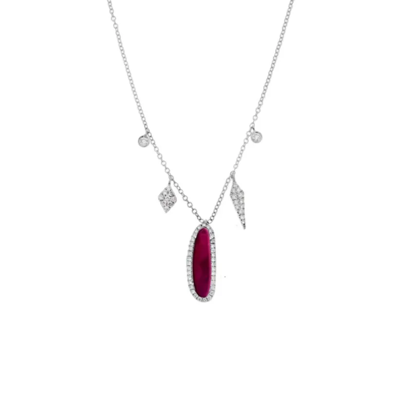White Gold Ruby Necklace sold by Meira T
