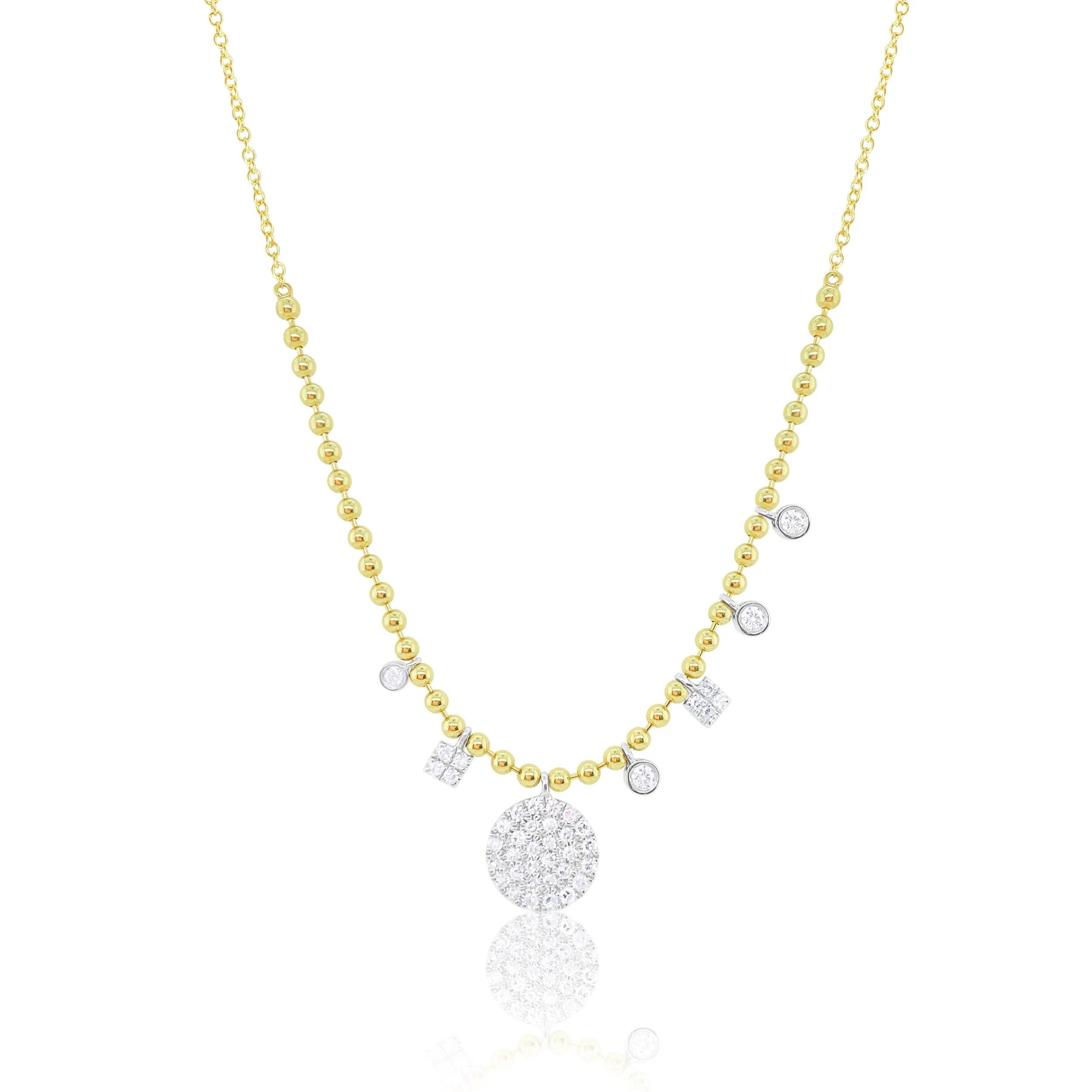 Yellow Gold Ball Chain Diamond Necklace sold by Meira T