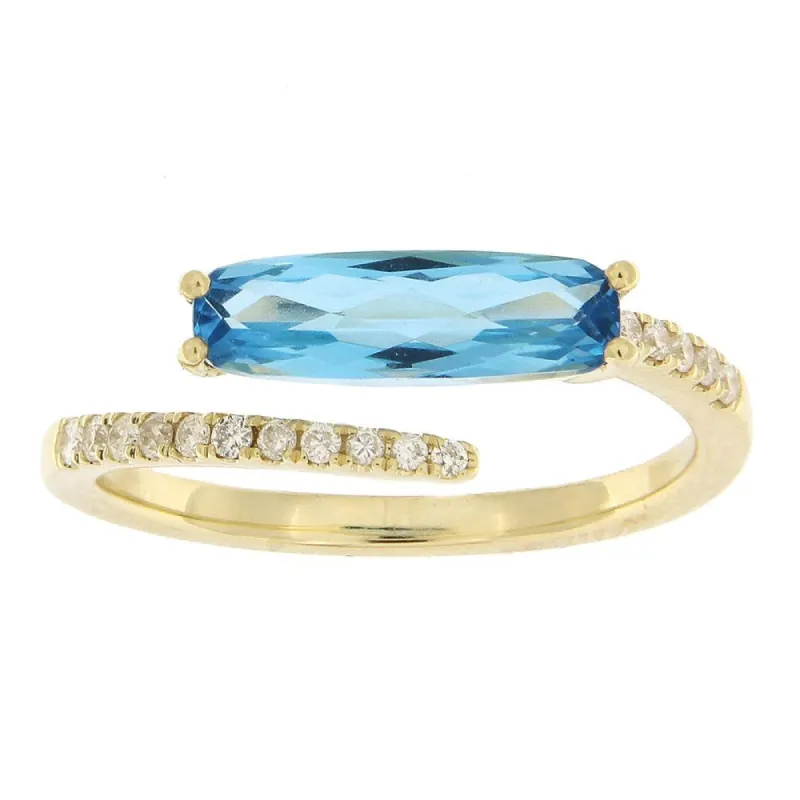 Yellow Gold Blue Topaz Diamond Ring sold by Meira T