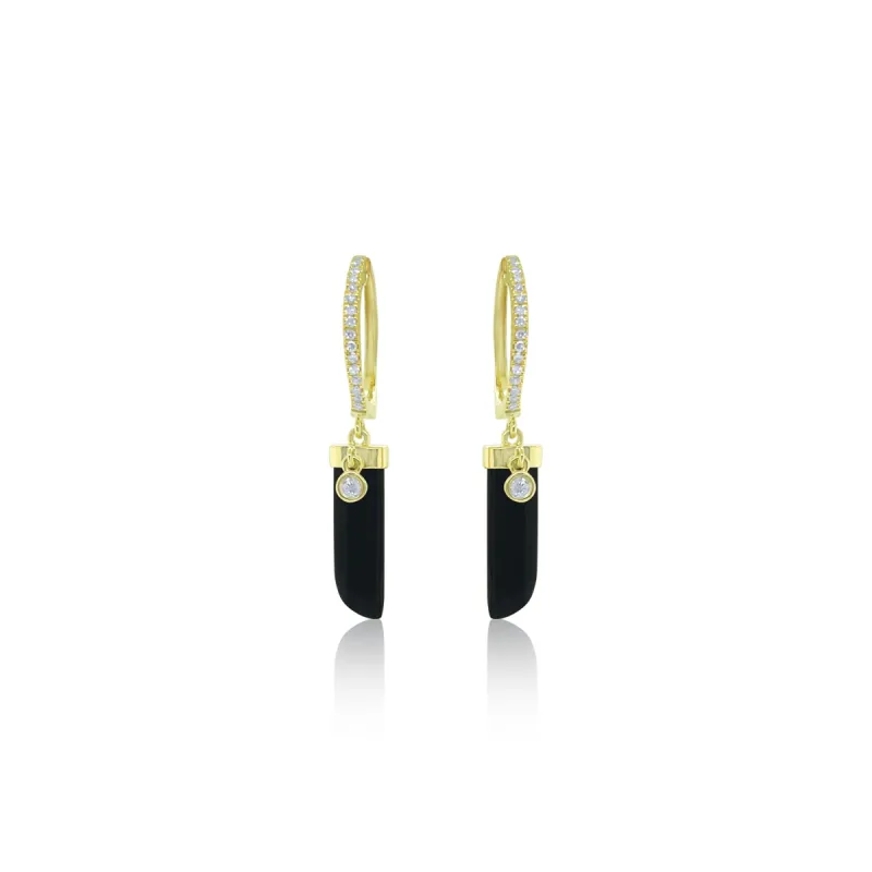 Black Onyx Dagger Huggies sold by Meira T