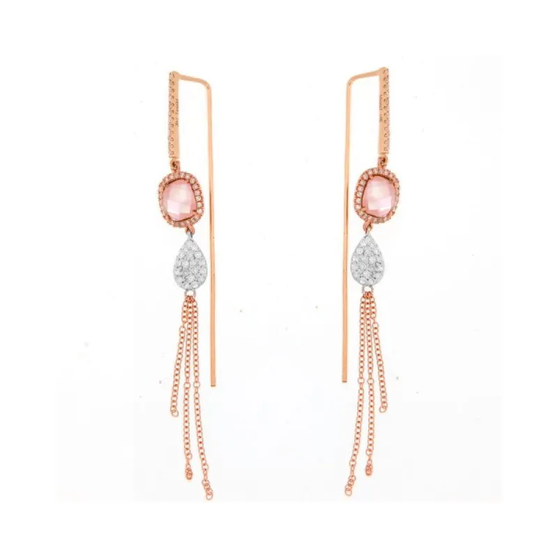 Rose Gold and Pink Quartz Earrings sold by Meira T