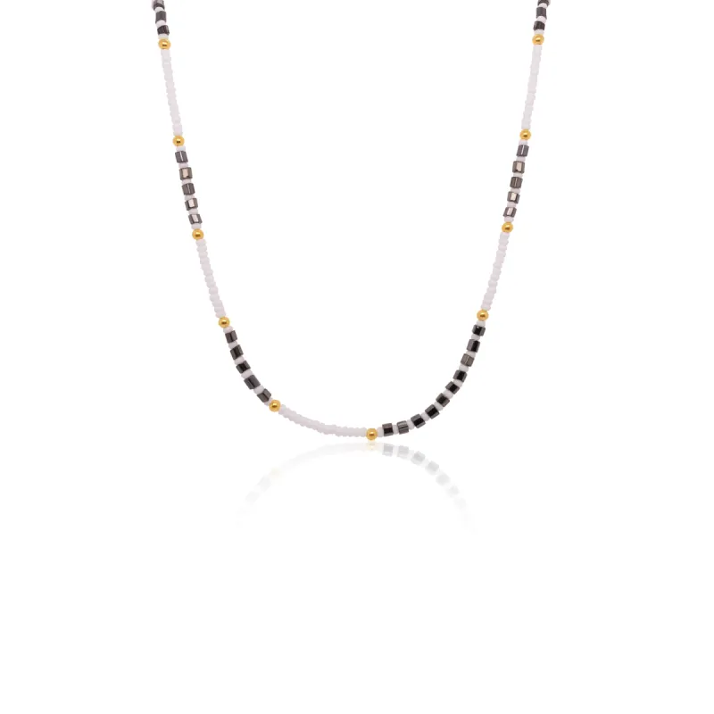 Silverite and White Bead Necklace sold by Meira T