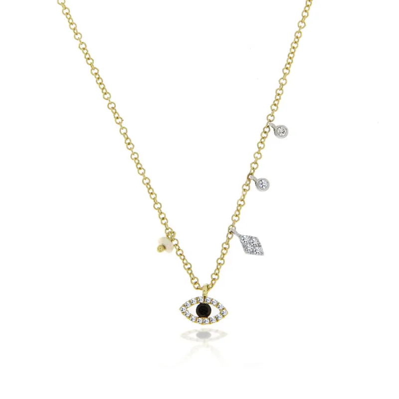 Yellow Gold Evil Eye Charm Necklace sold by Meira T