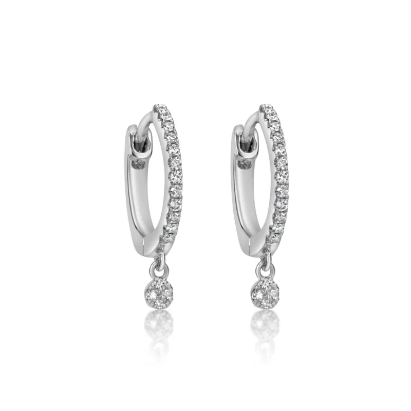 White Gold Dainty Diamond Huggies sold by Meira T