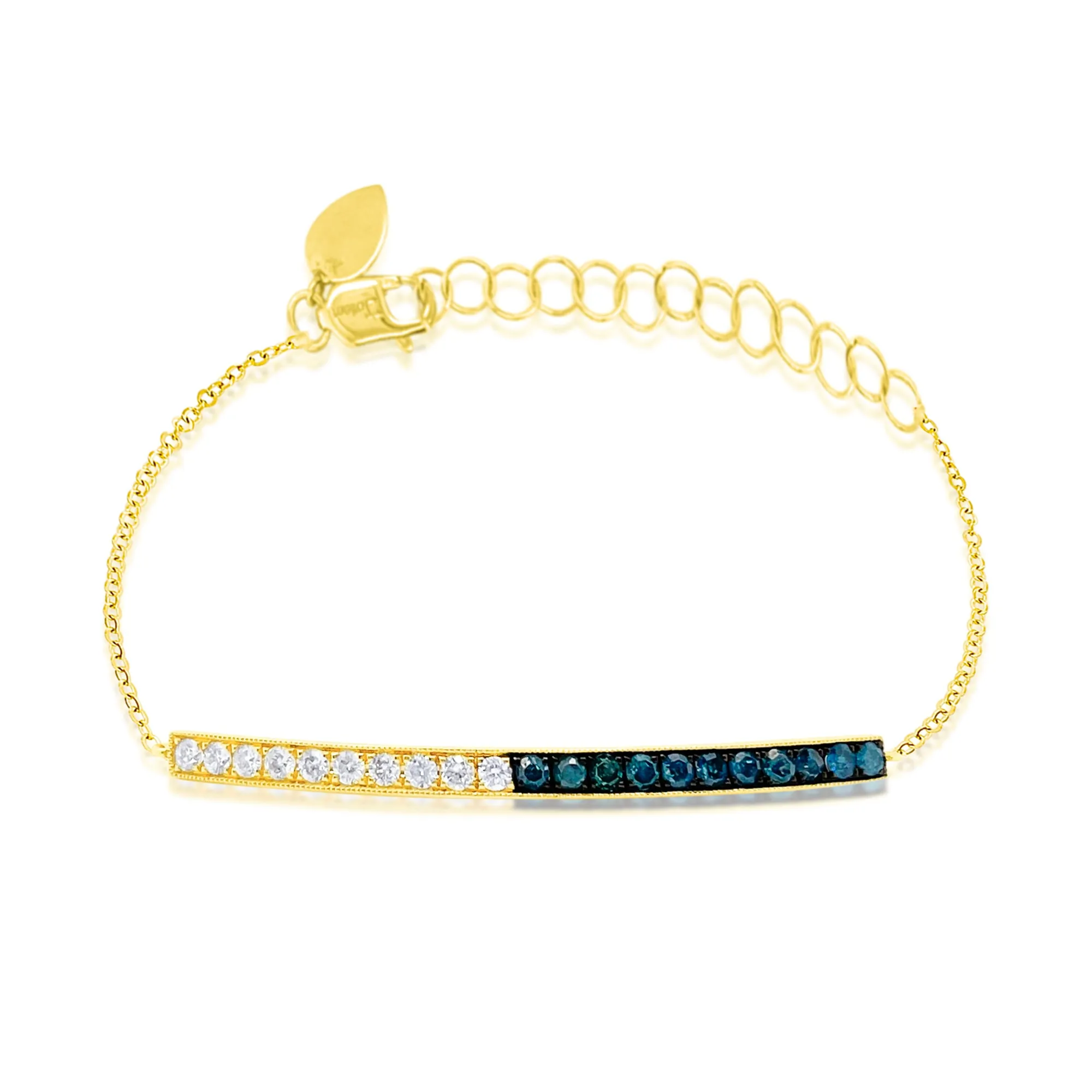 Yellow Gold Blue Diamond Bar Bracelet sold by Meira T
