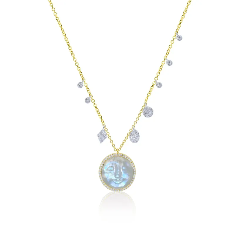 Rainbow Moonstone Lunar Charm Necklace sold by Meira T