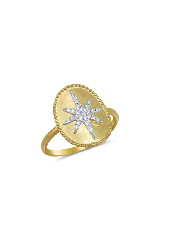 Yellow Gold Diamond Starburst Ring sold by Meira T
