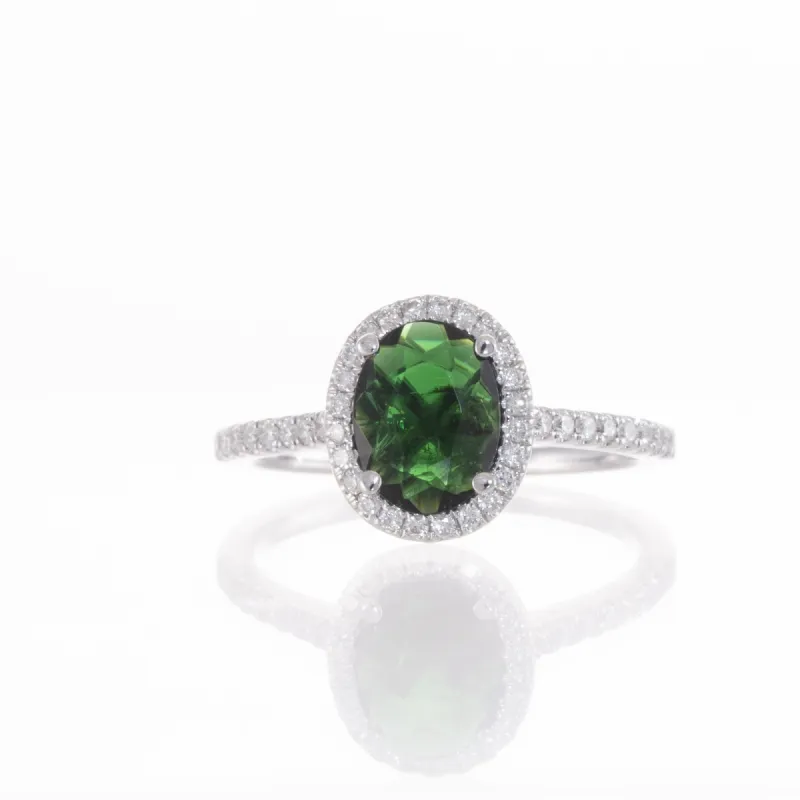 Green Tourmaline White Gold Diamond Ring sold by Meira T