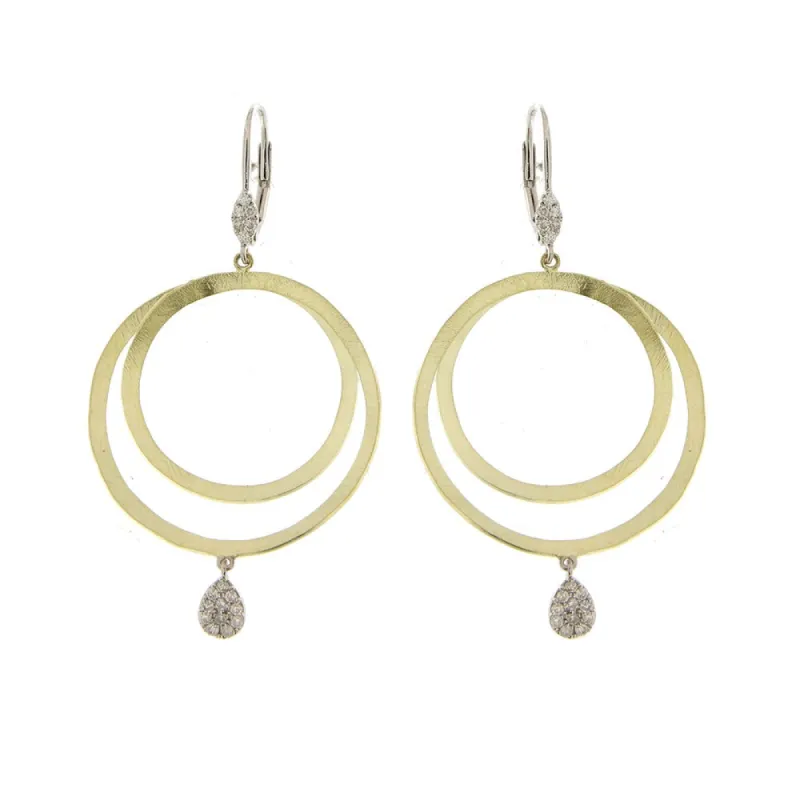 Brushed Yellow Gold Diamond Earrings sold by Meira T