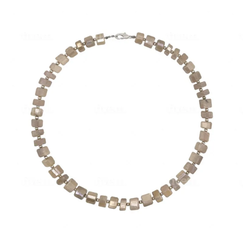 White Moonstone Squares Necklace sold by Meira T
