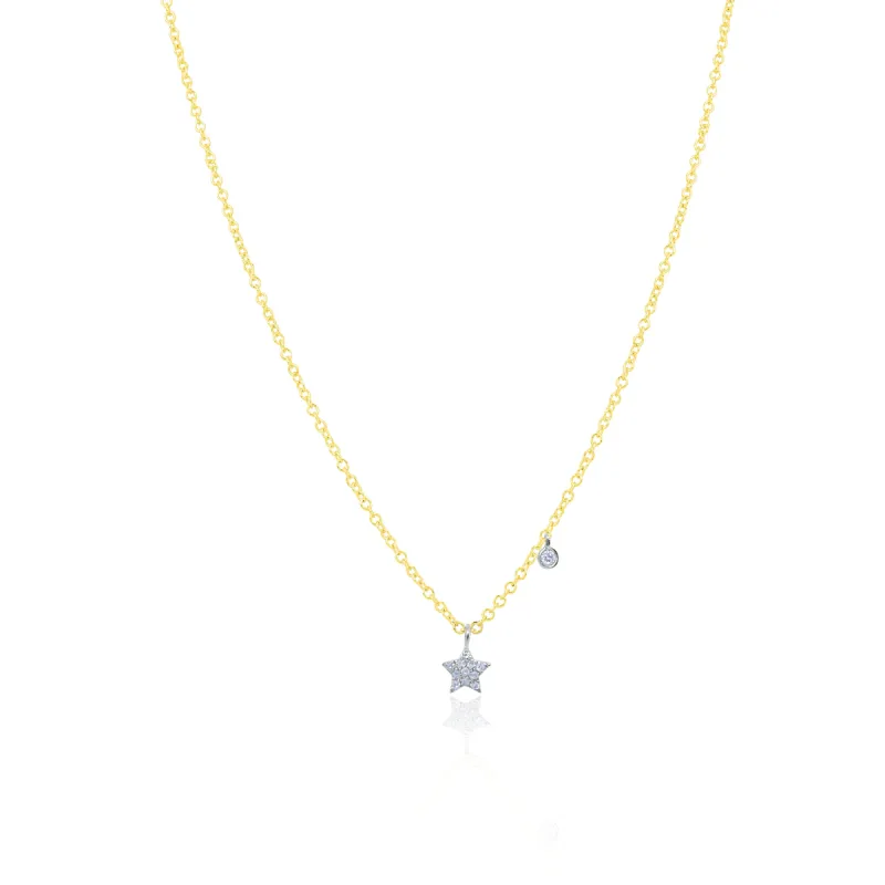 14k Two Tone Gold Dainty Diamond Star Necklace sold by Meira T