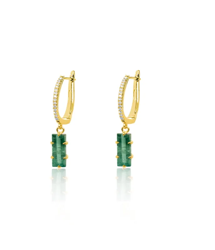 Tourmaline Yellow Gold and Diamonds Hanging Earring sold by Meira T