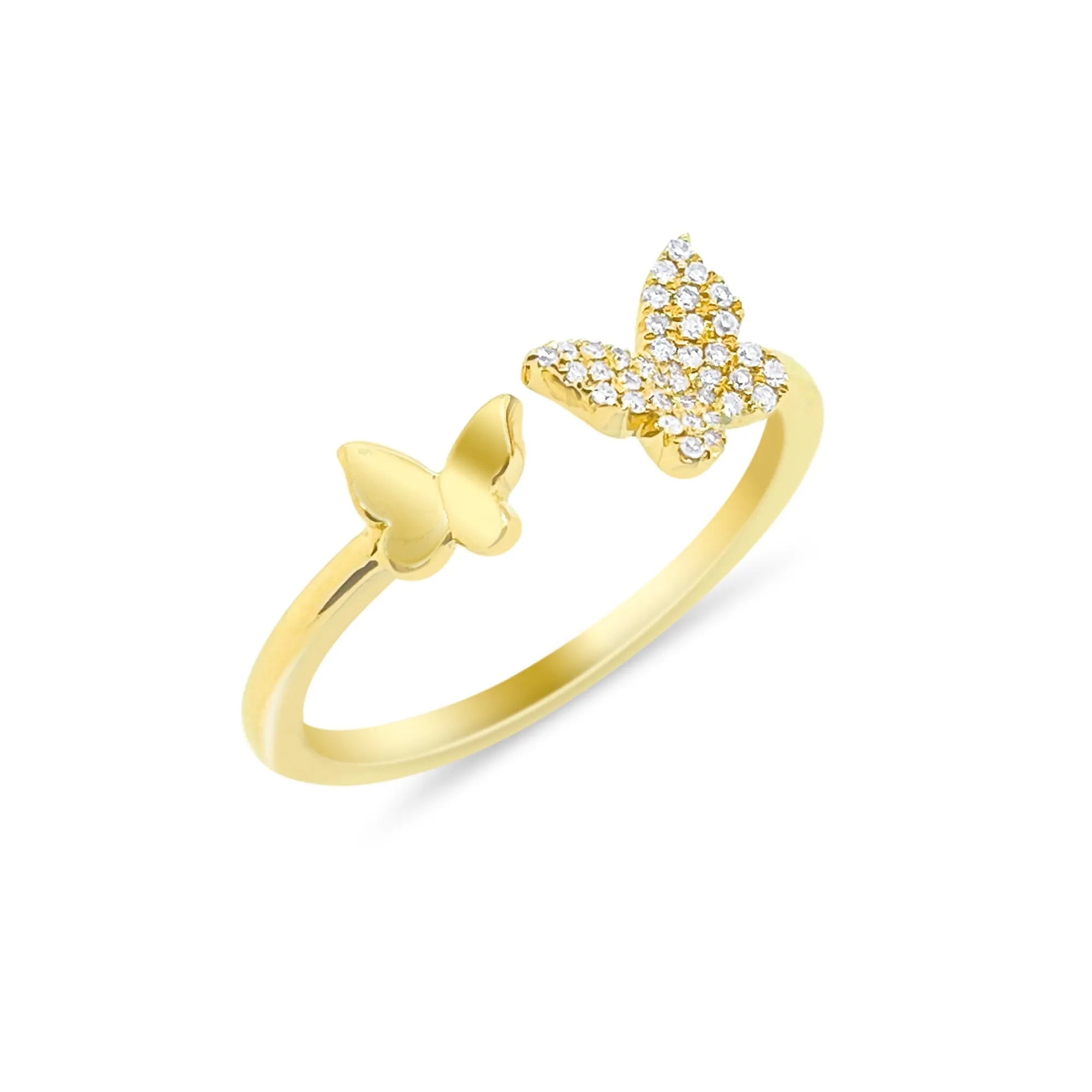 Yellow Gold Open Diamond Butterflies Ring sold by Meira T