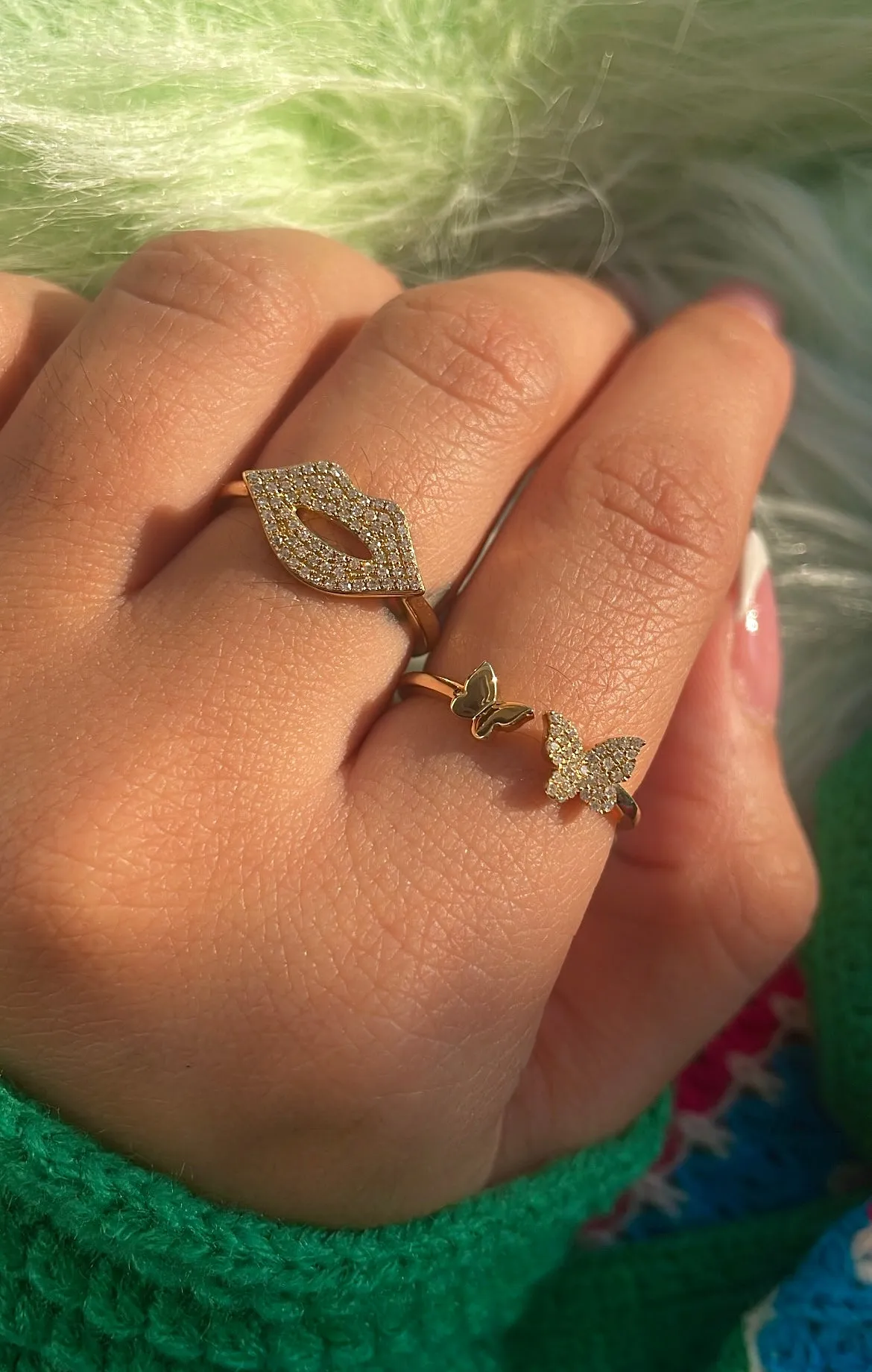 Yellow Gold Open Diamond Butterflies Ring sold by Meira T product image thumbnail 2