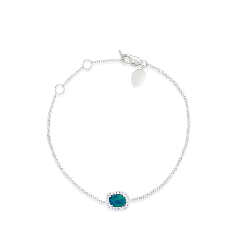 White Gold Australian Opal Bracelet sold by Meira T