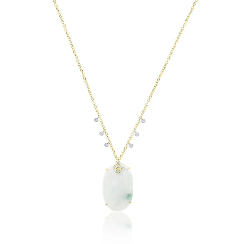 14k Yellow Gold Jade and Diamond Necklace sold by Meira T
