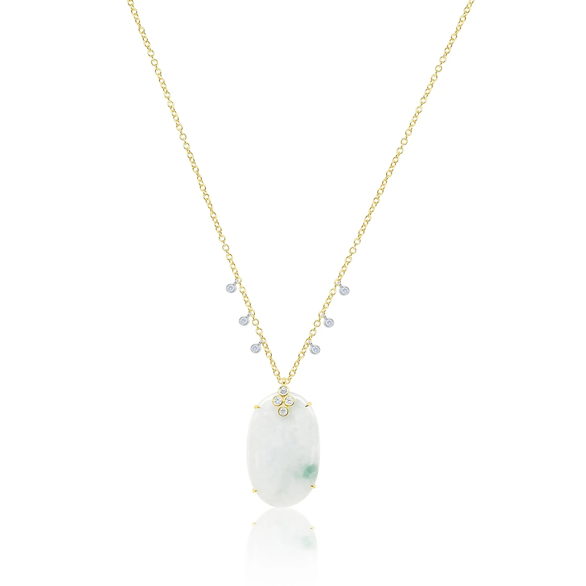 14k Yellow Gold Jade and Diamond Necklace sold by Meira T