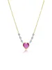 Yellow Gold Pink Sapphire Heart and Diamond Bezel Necklace sold by Meira T