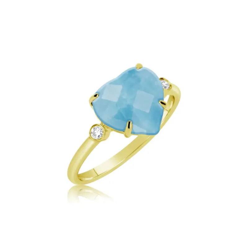 Milky Aqua Heart Shaped Ring sold by Meira T