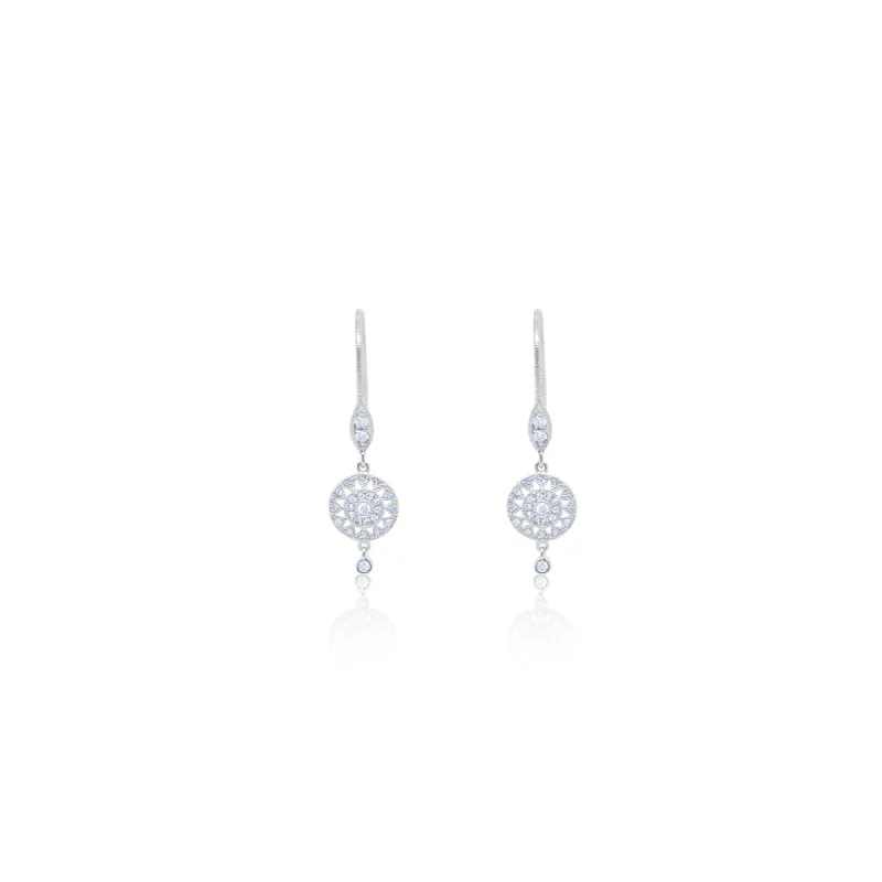 White Gold Wheel Earrings sold by Meira T