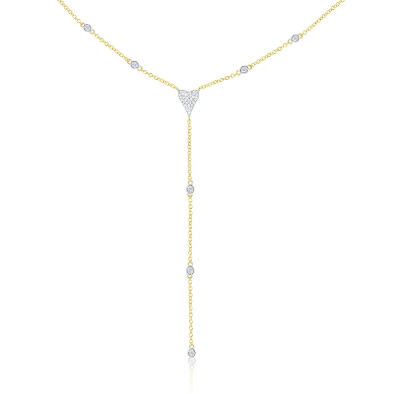 Yellow Gold and Diamond Heart Lariat sold by Meira T