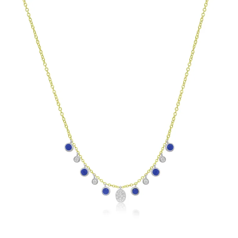 Blue Sapphire Diamond Fringe Layering Necklace sold by Meira T