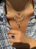 Blue Sapphire Diamond Fringe Layering Necklace sold by Meira T