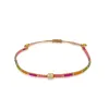 Dainty Woven Rainbow Bead Bracelet With CZ Bead sold by Meira T